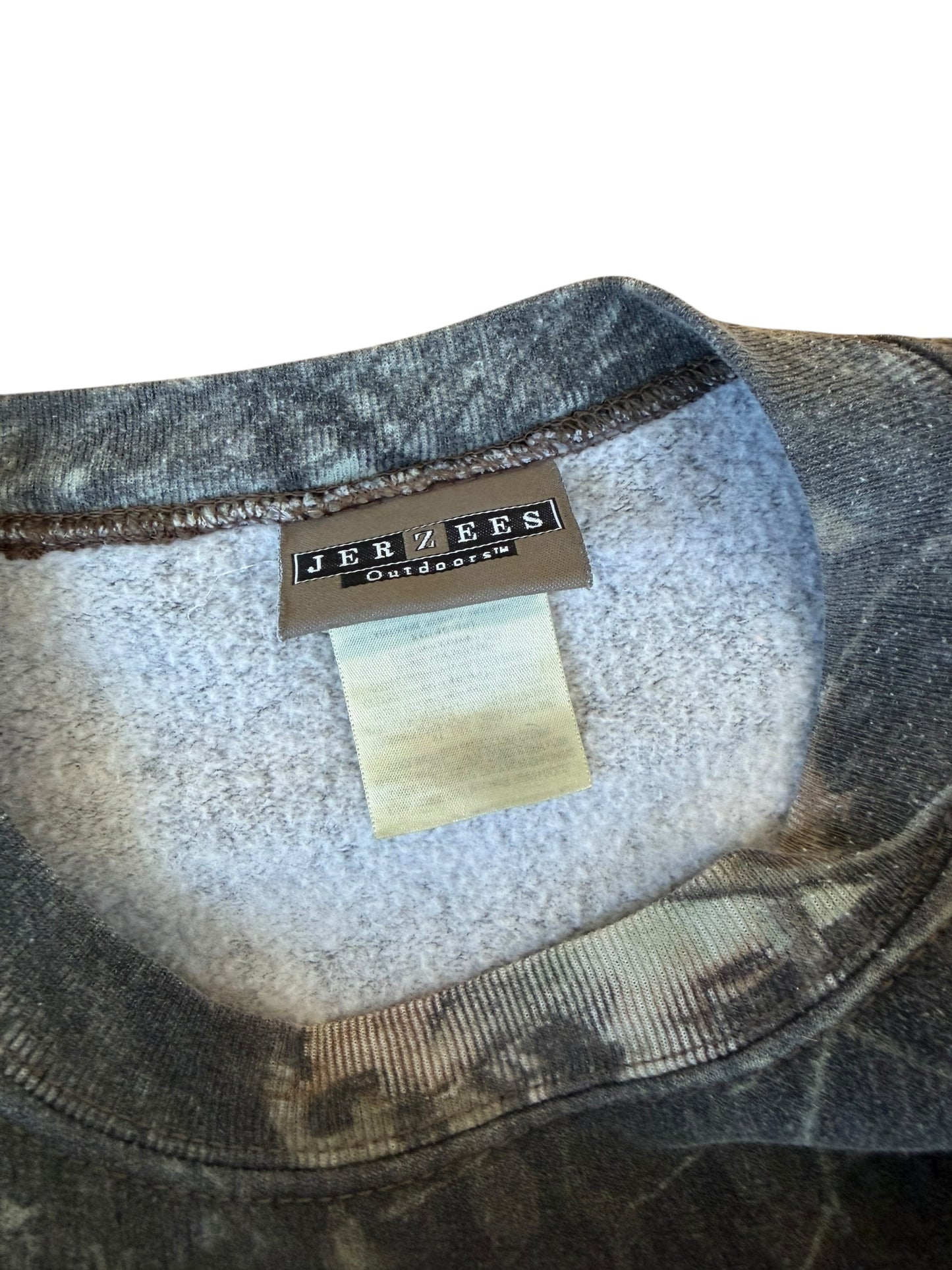 VINTAGE JERZEES WASHED DK. CAMO CREW (XL)