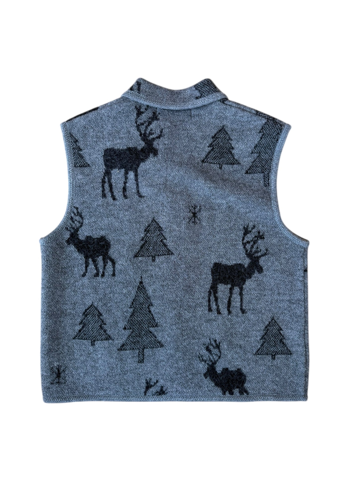 VINTAGE BOILED WOOL REINDEER VEST (M)