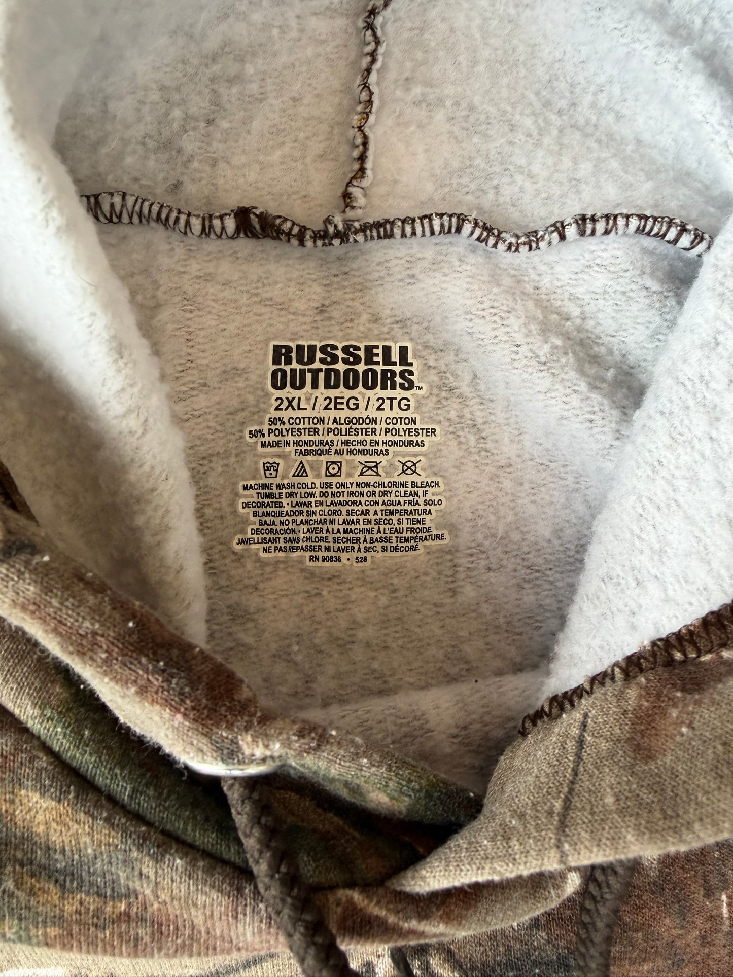 RUSSELL OUTDOORS WASHED CAMO HOODIE (XXL)