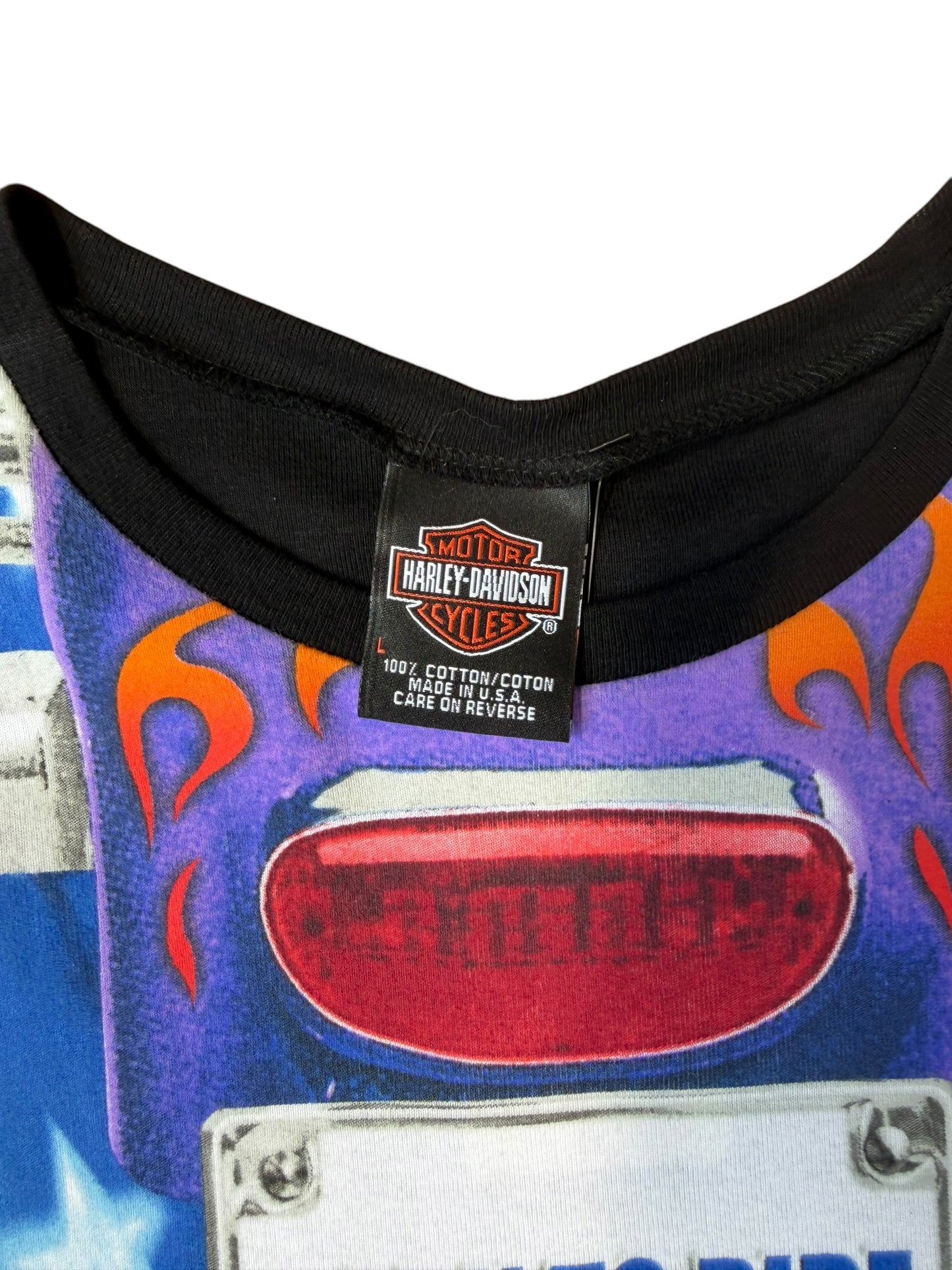 Y2K VINTAGE HARLEY DAVIDSON BORN TO RIDE PRINT TANK (L)