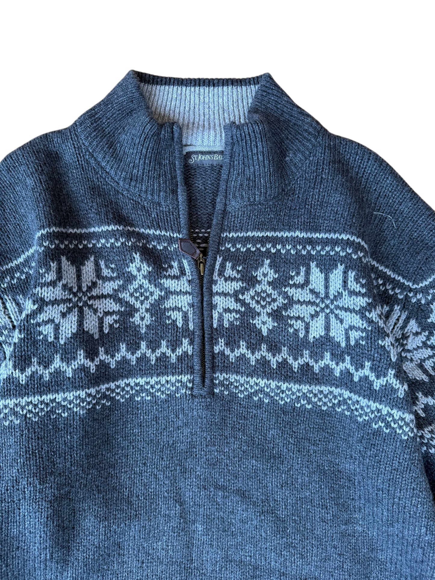 NORDIC PATTERN QUARTER-ZIP SWEATER (XXL)