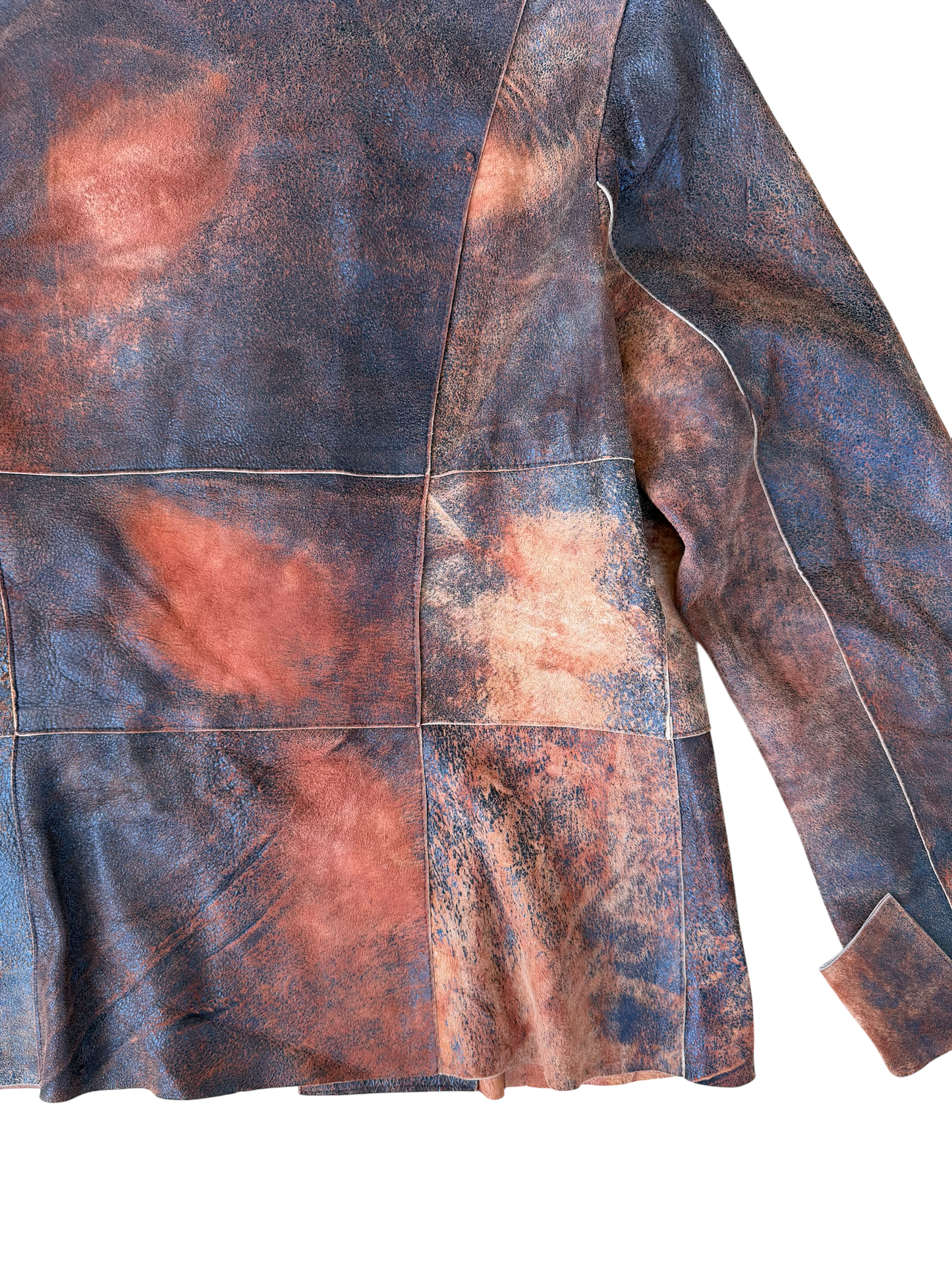 VINTAGE GENUINE LEATHER PATCHWORK JACKET (L)