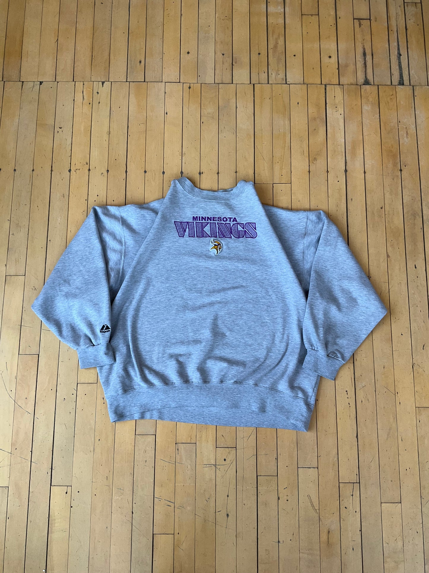 VINTAGE MAJESTIC MN VIKINGS BLOCK LETTER EMB CREW (XXL/XXXL)