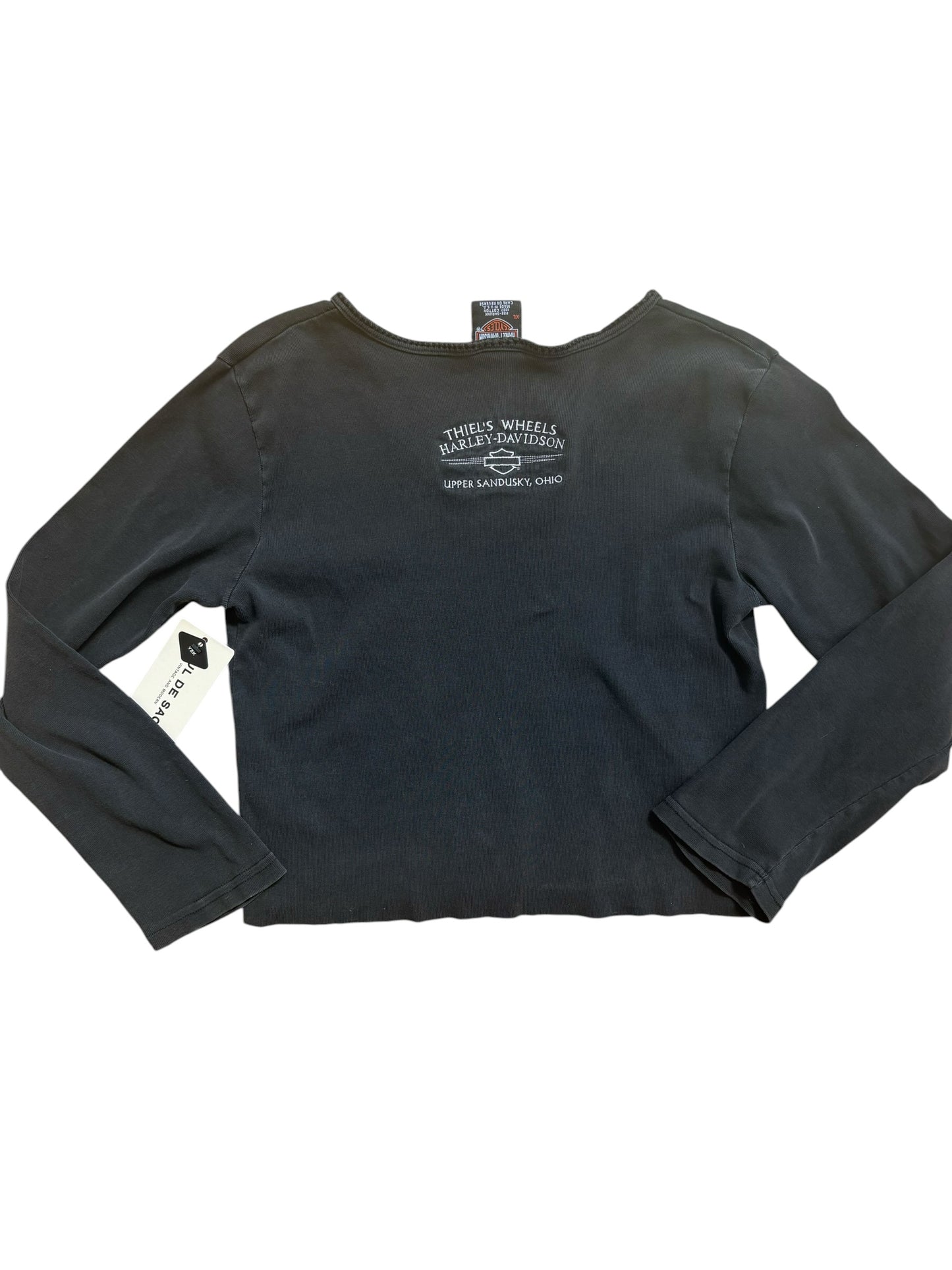 Y2K VINTAGE HARLEY DAVIDSON CROCHET SHIRT (XL)