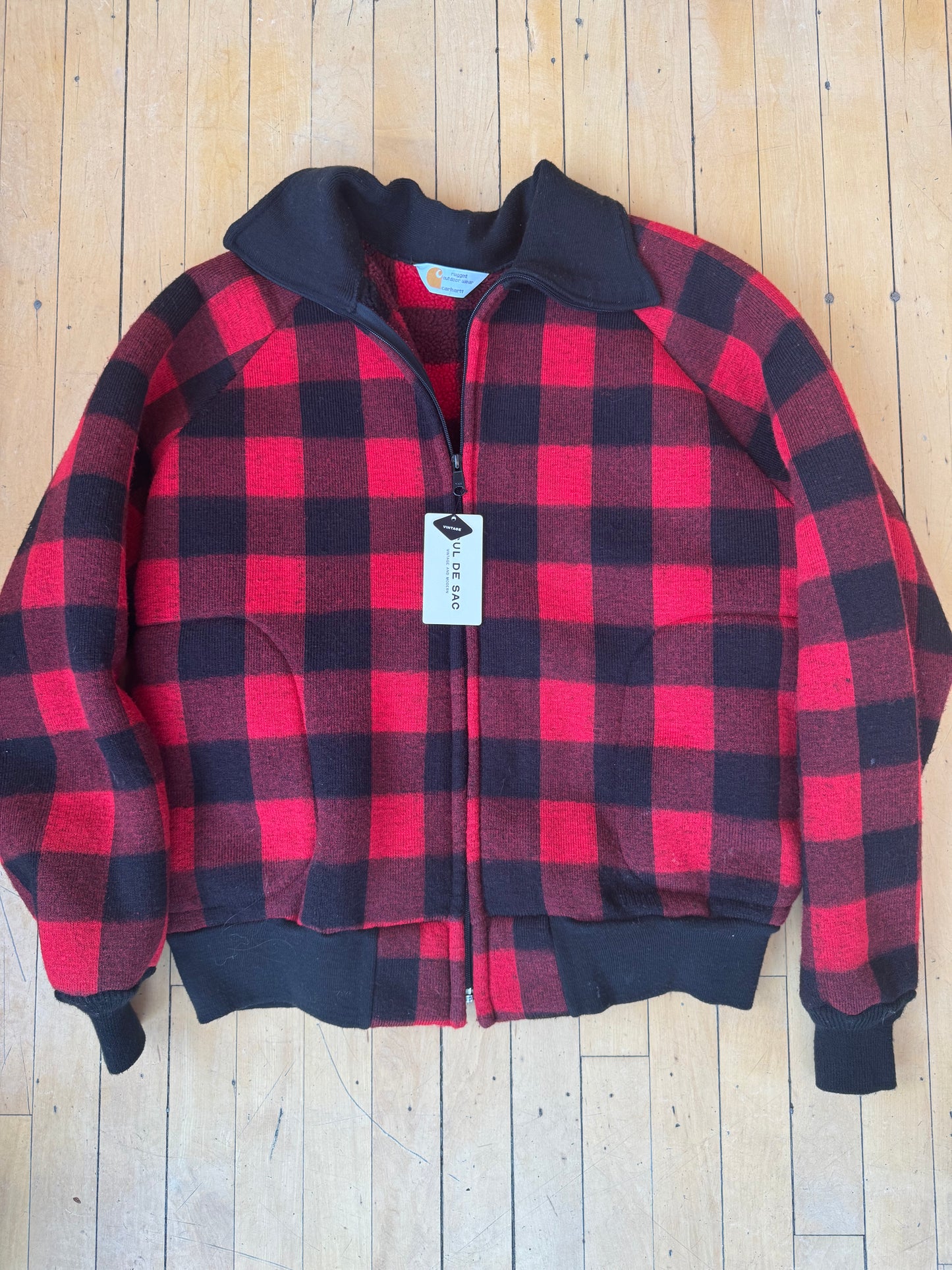 VINTAGE 90'S CARHARTT PLAID ZIP UP (L/XL)