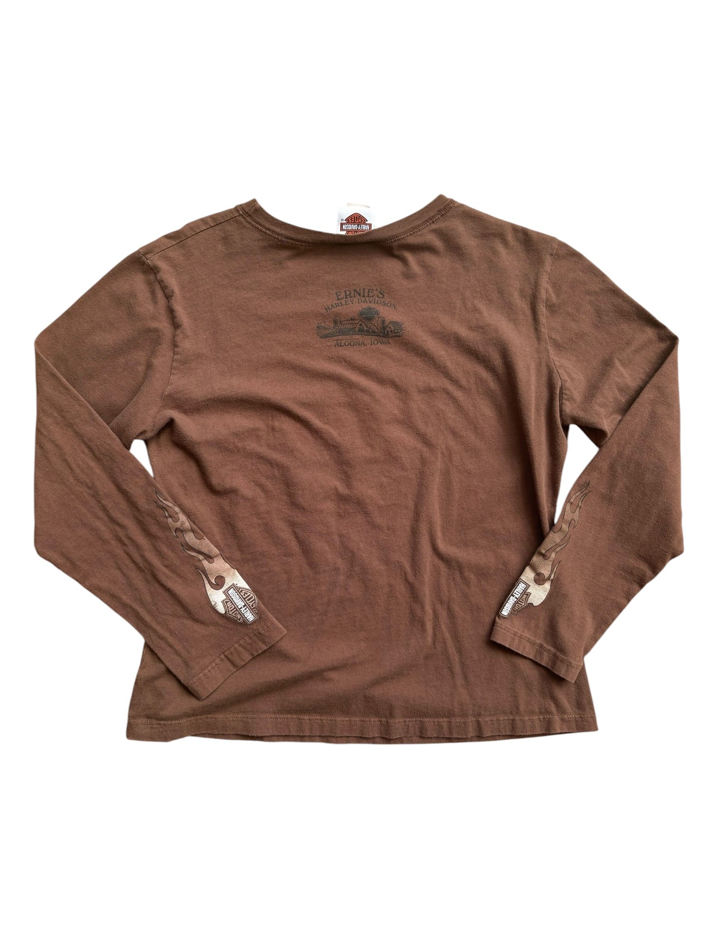 2007 Y2K VINTAGE HARLEY DAVIDSON BROWN SLEEVE HIT LS (XL)