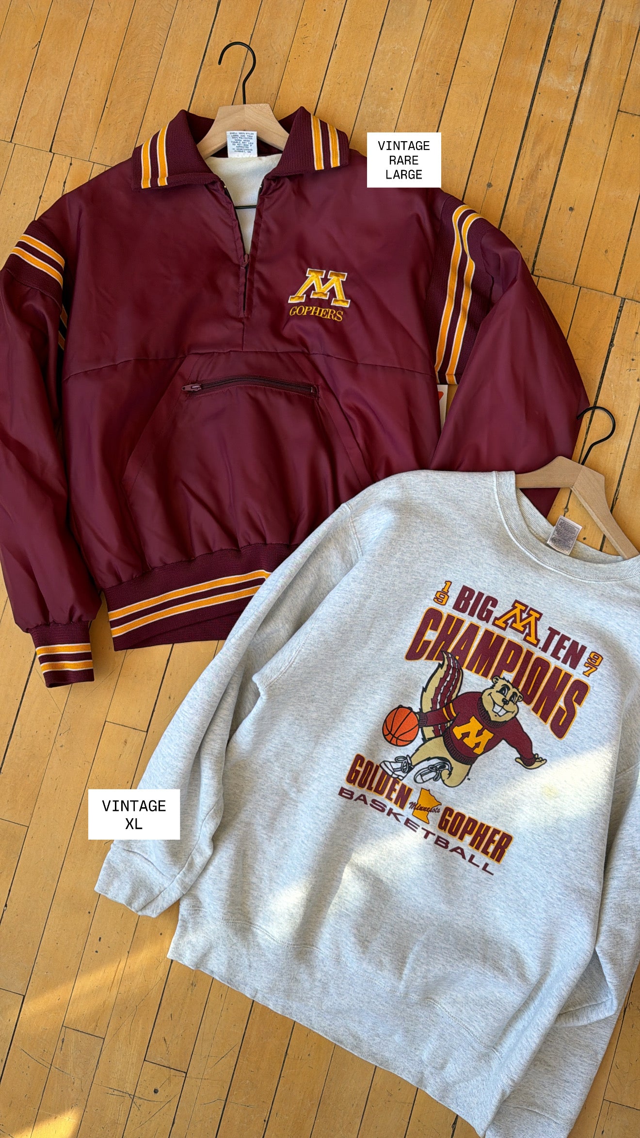 VINTAGE MN GOPHERS K1 HALF ZIP NYLON PULLOVER (L)