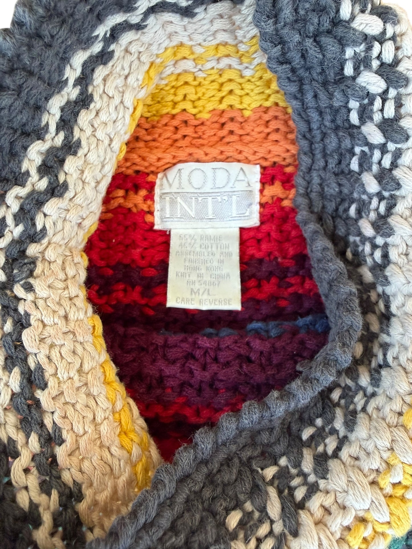 VINTAGE COTTON RAMIE MULTI. MOCK NECK SWEATER (M/L)