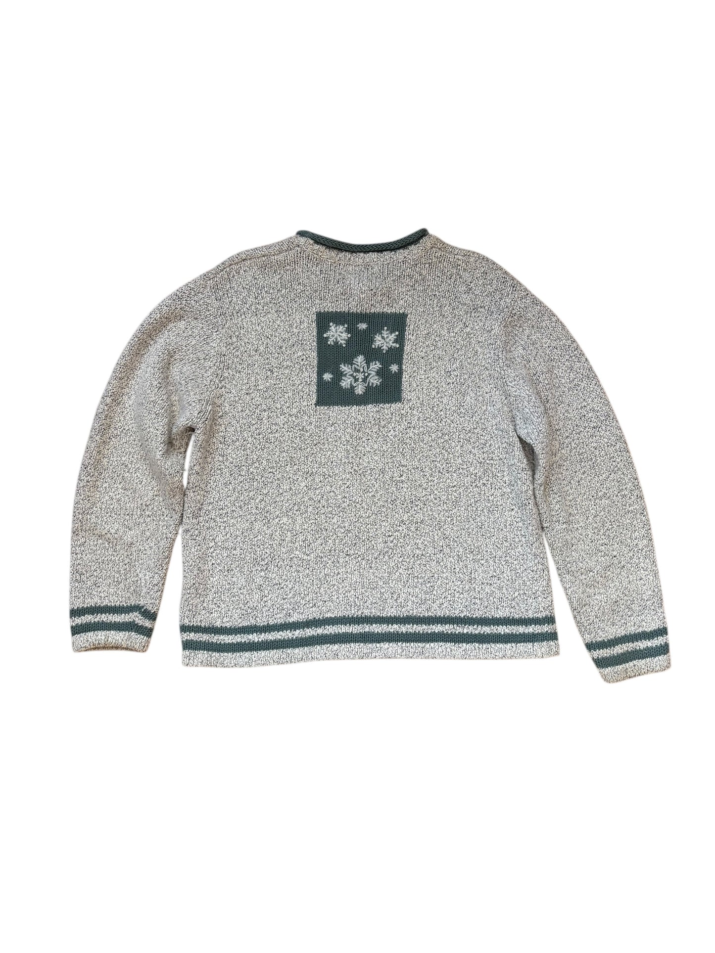 VINTAGE COTTON SNOWMAN KNIT SWEATER (L)