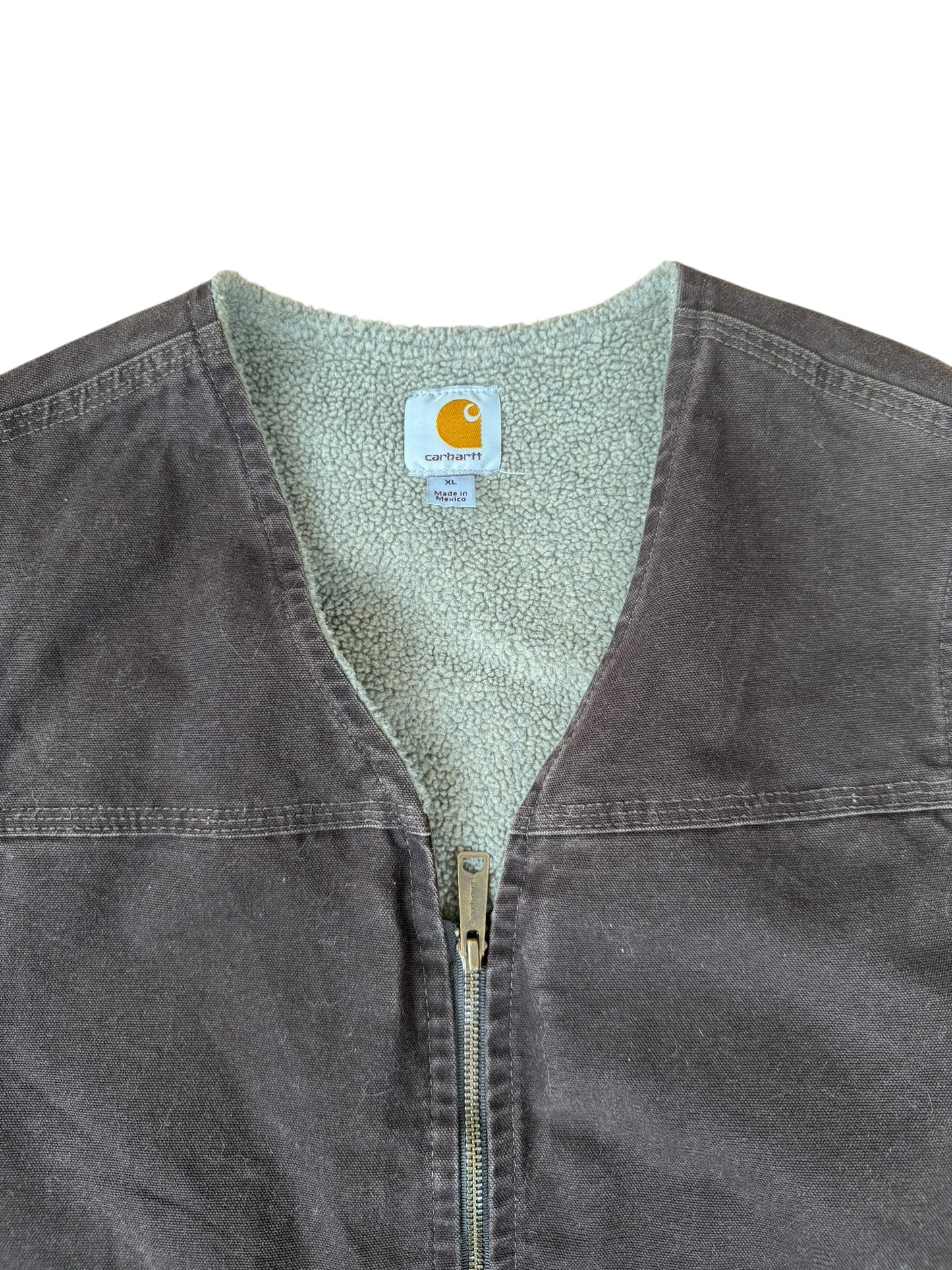Y2K VINTAGE CARHARTT CANVAS SHERPA LINED VEST (XL)