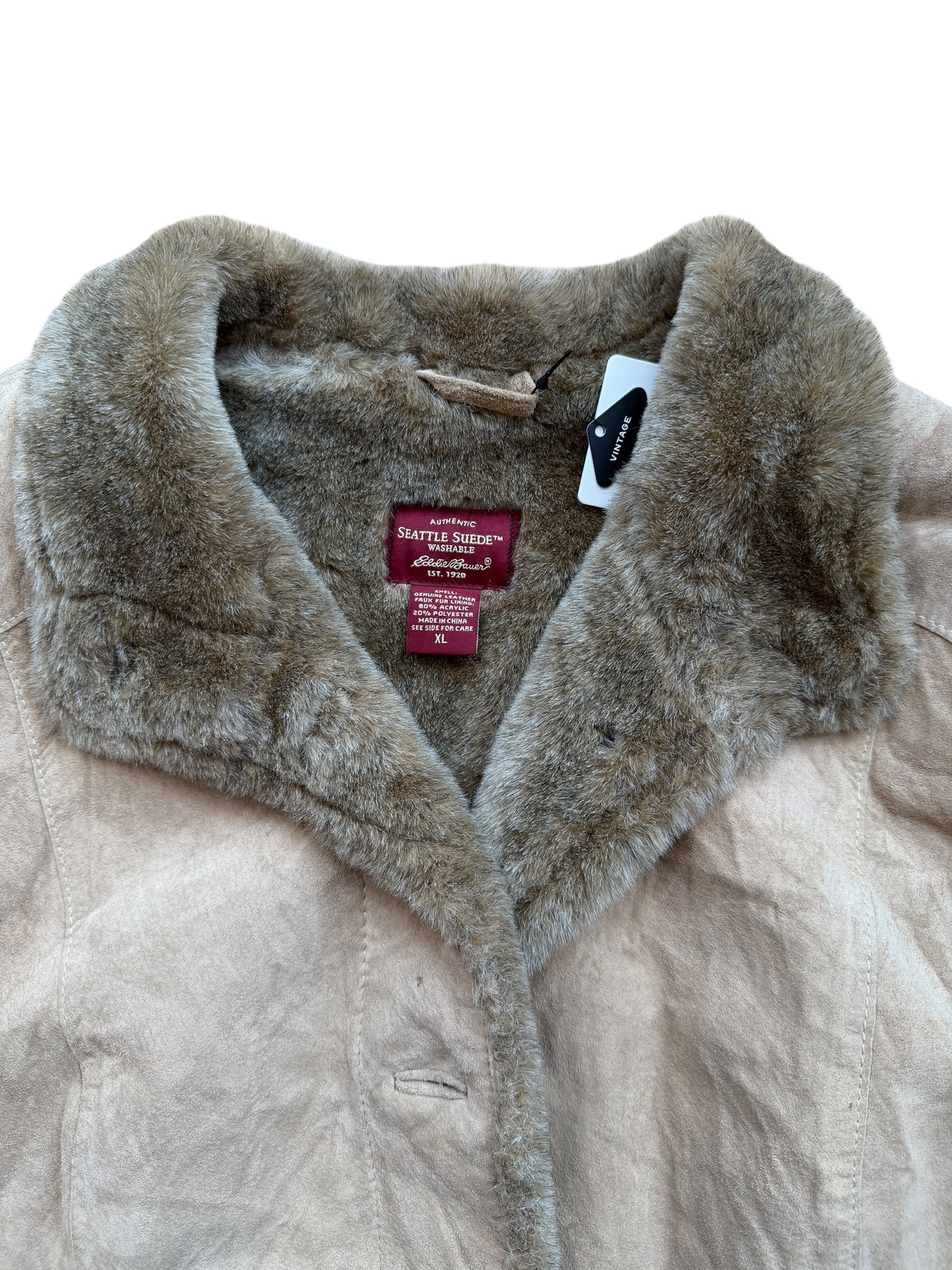 EDDIE BAUER GENUINE SUEDE + FAUX FUR VEST (XL)
