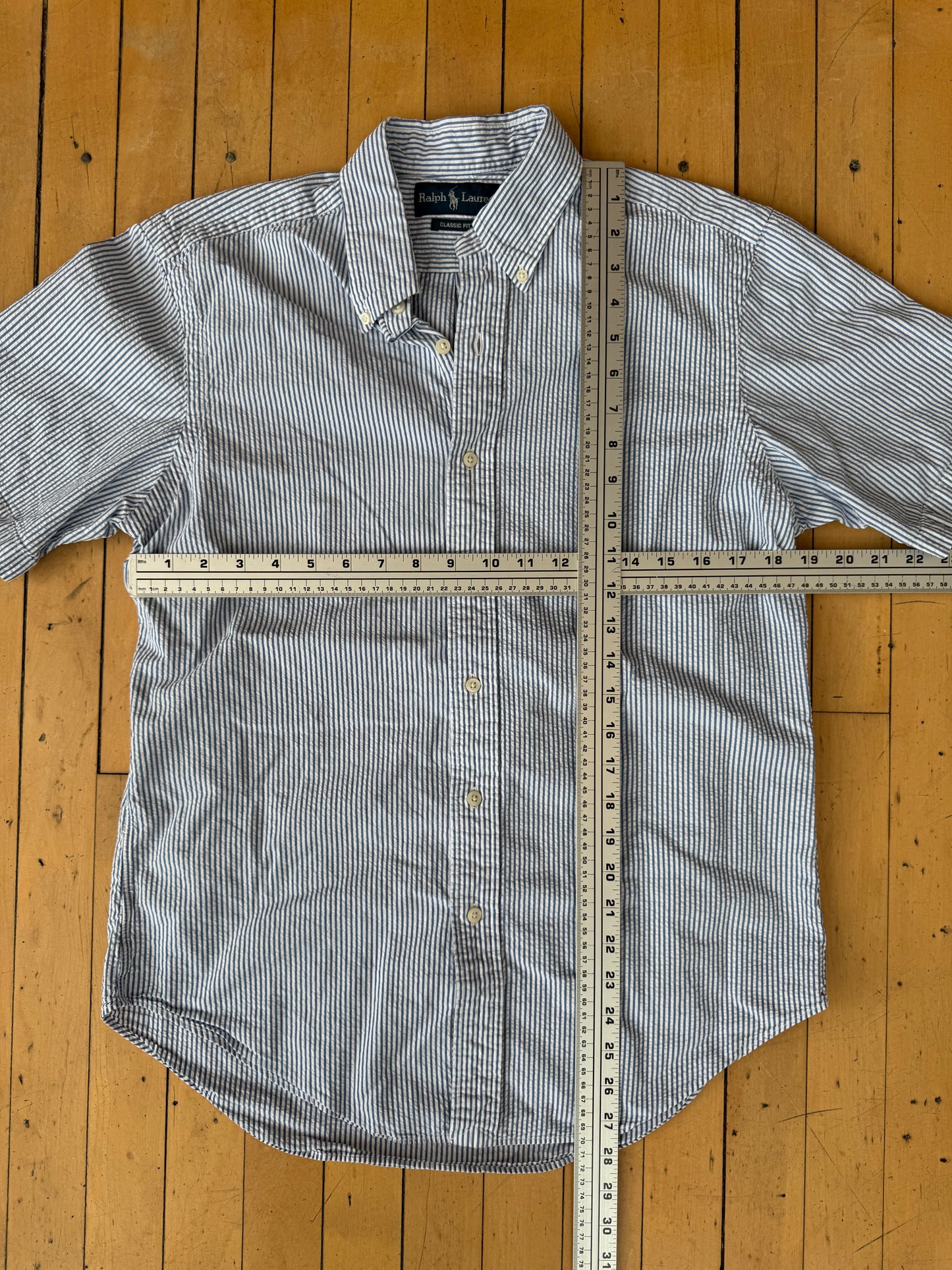 RALPH LAUREN PREPSTER CLASSIC FIT SEERSUCKER SHIRT (M)