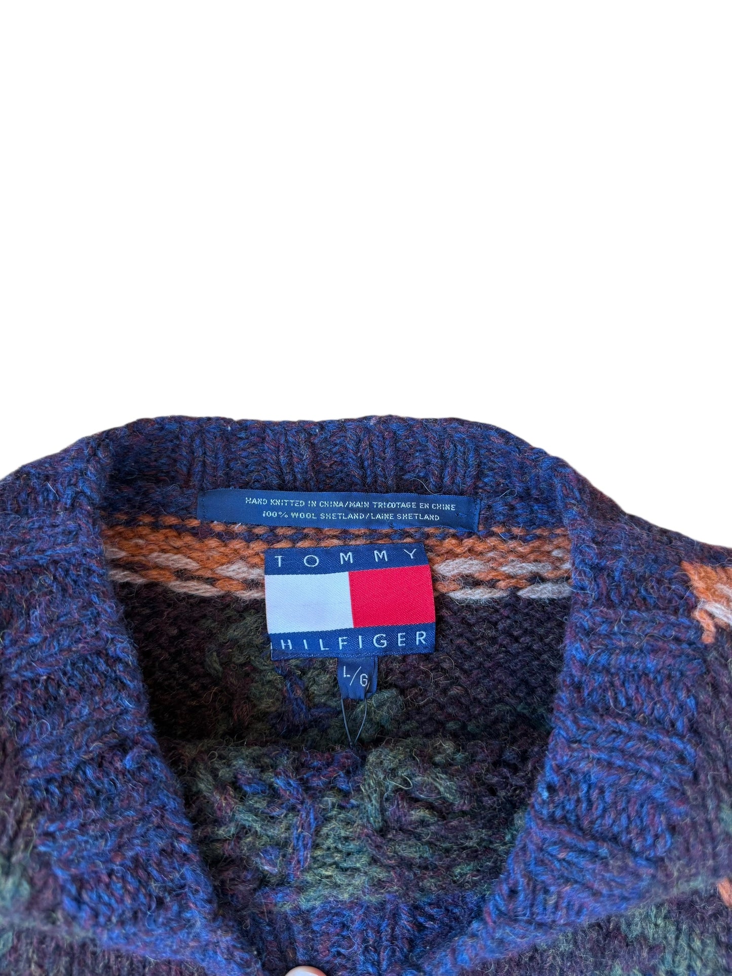 VINTAGE TOMMY HILFIGER PATTERNED WOOL SWEATER (L)