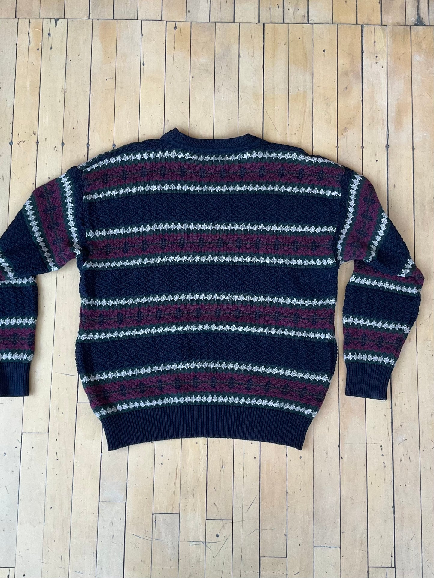 VINTAGE COTTON FAIR ISLE KNIT SWEATER (L)
