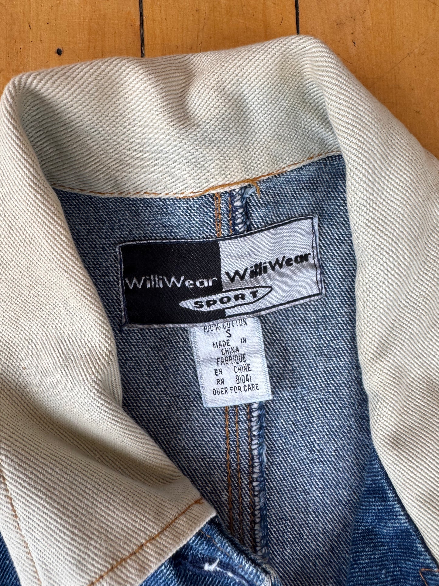 VINTAGE WILLIWEAR CONTRAST COLLAR DENIM CHORE COAT (S)
