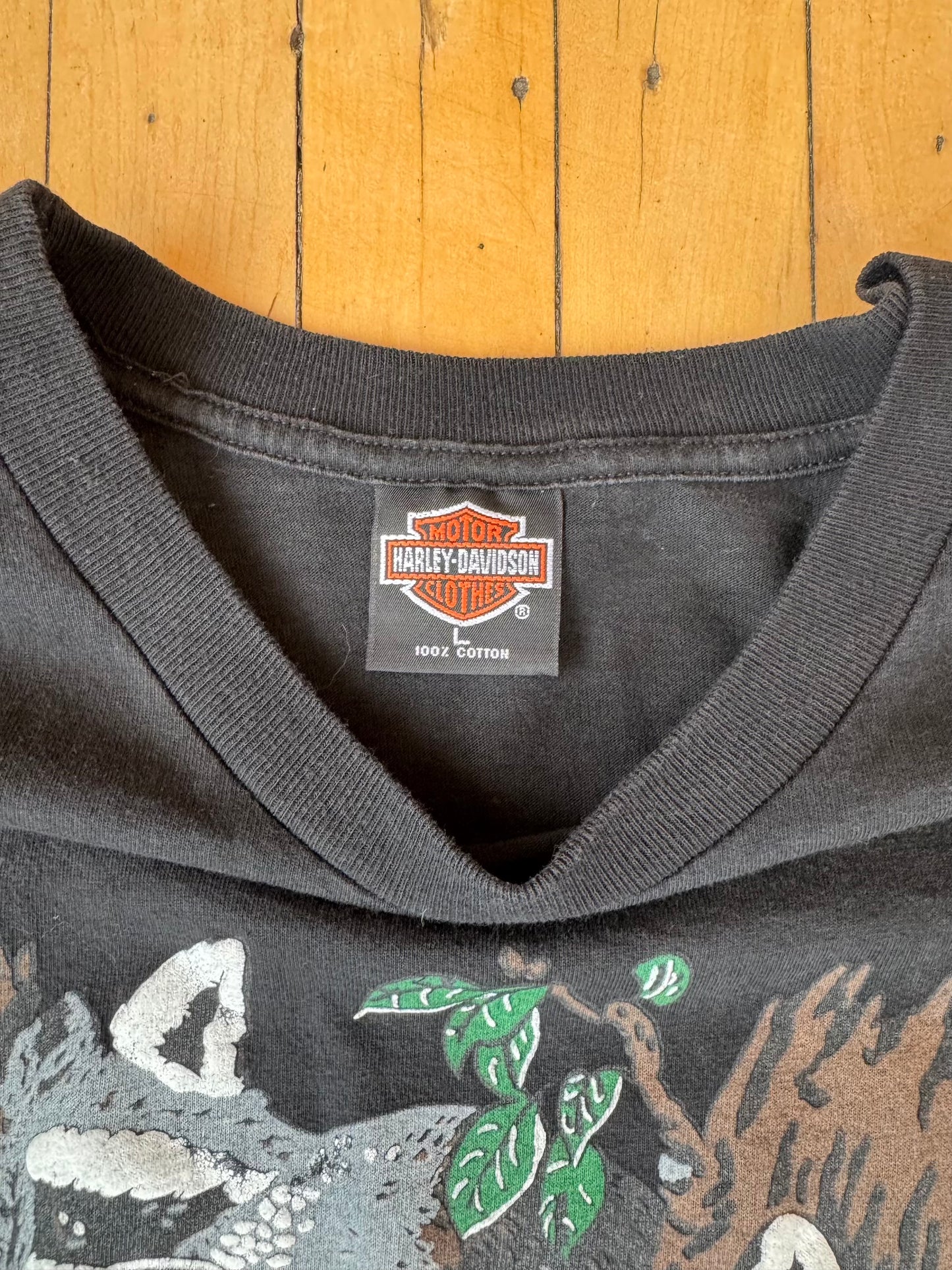 VINTAGE HARLEY DAVIDSON RACOON TEE (L)