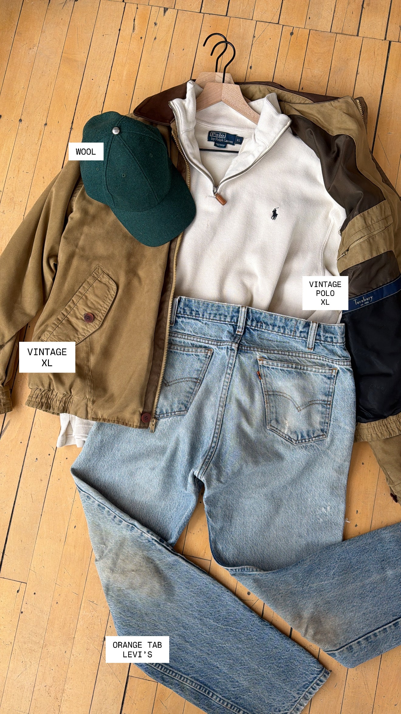 VINTAGE POLO RALPH LAUREN QUARTER ZIP PULLOVER BEIGE (XL)