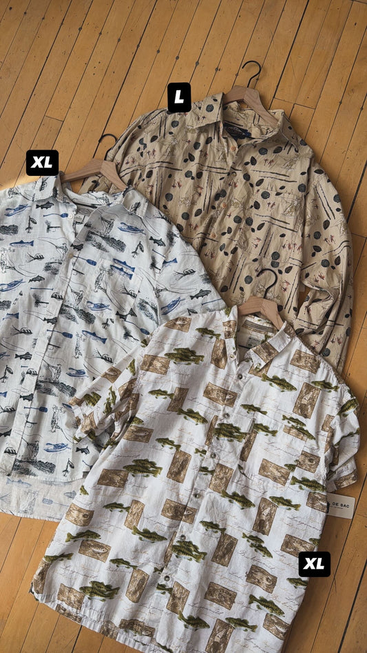 COLUMBIA RIVER LODGE BASS BUTTON UP (XL)