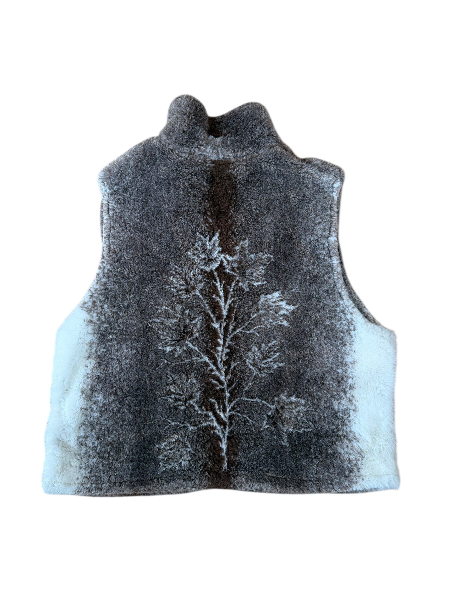 VINTAGE FAUX FUR LEAF VEST (XXL)