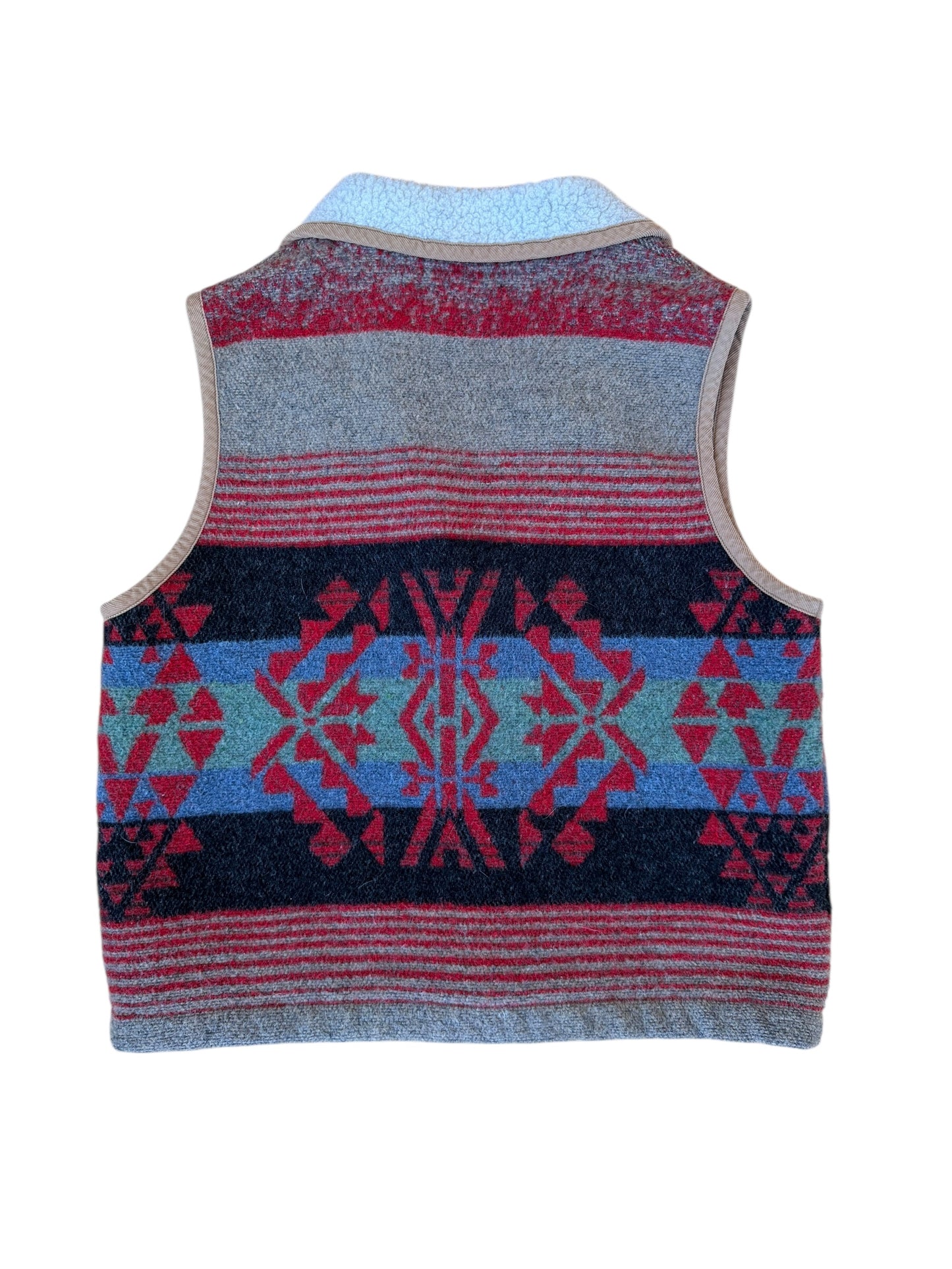 VINTAGE AZTEC WOOL VEST W/ CONTRAST COLLAR (S)