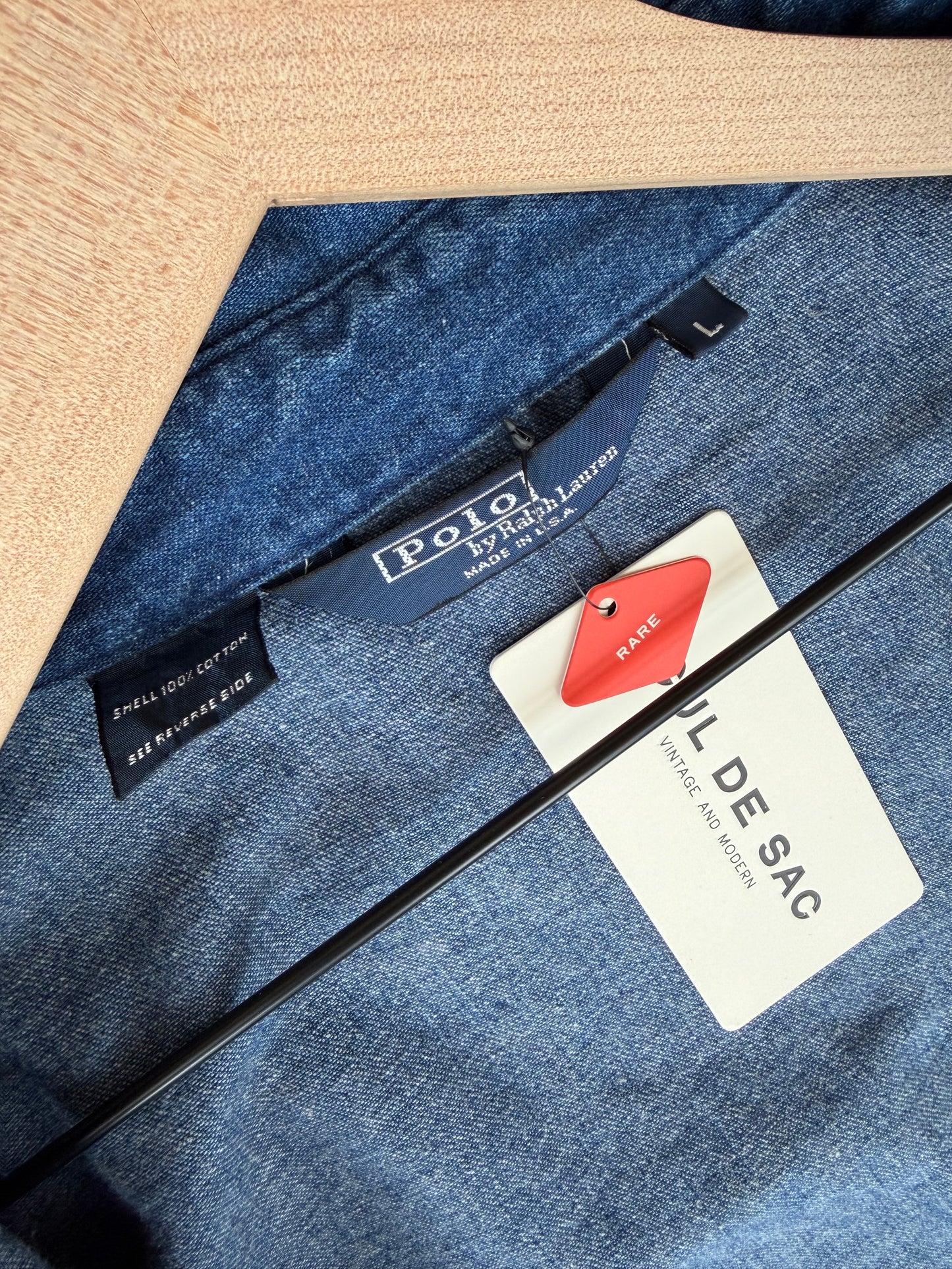 VINTAGE POLO USA MADE DENIM BOMBER JACKET (L)