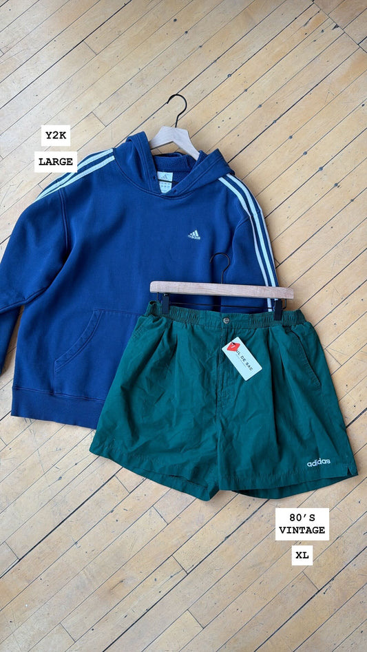 Y2K VINTAGE ADIDAS THREE STRIPE HOODIE (L)