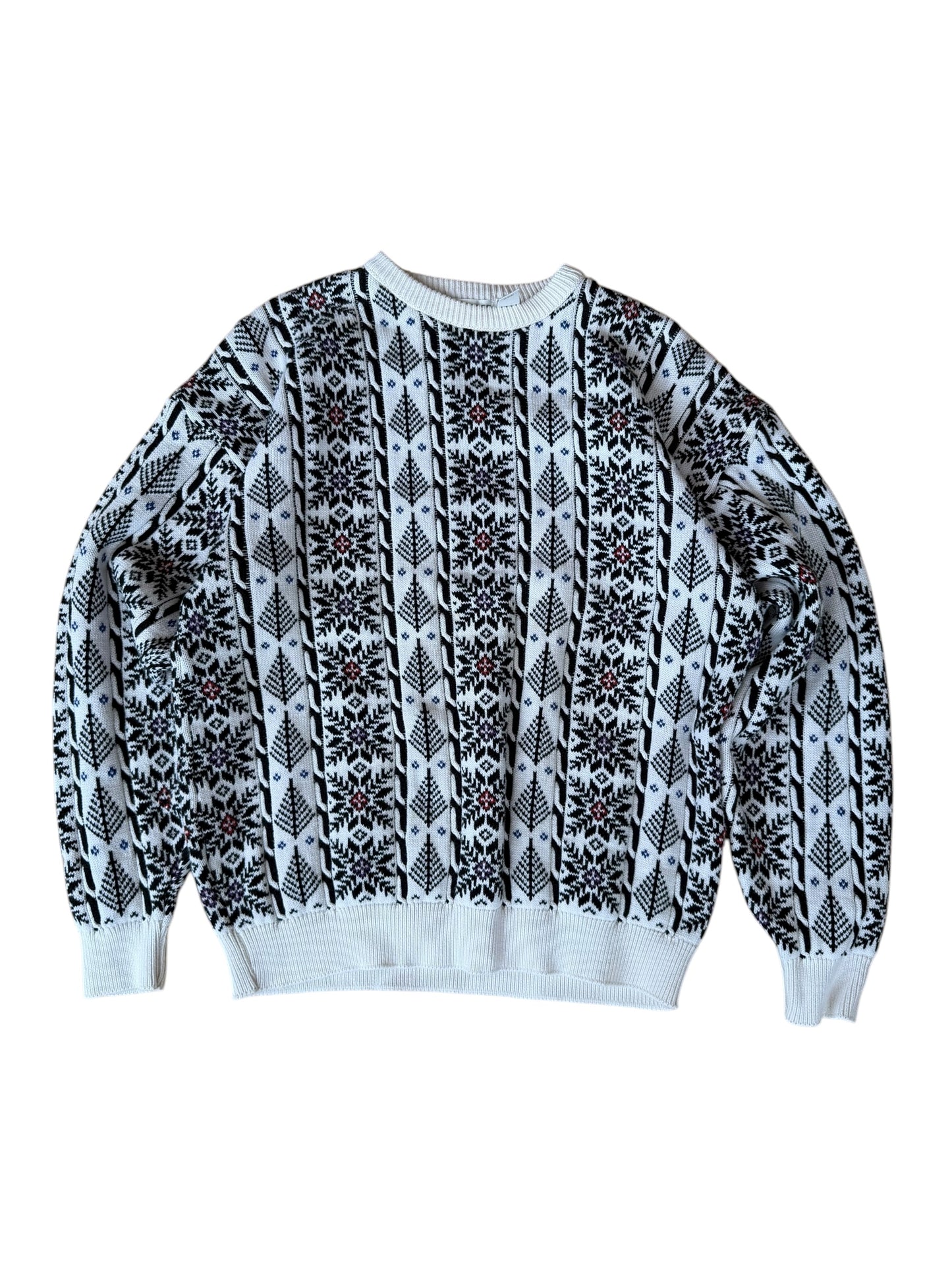 VINTAGE CLAIBORNE COTTON NORDIC PATTERN SWEATER (XL)