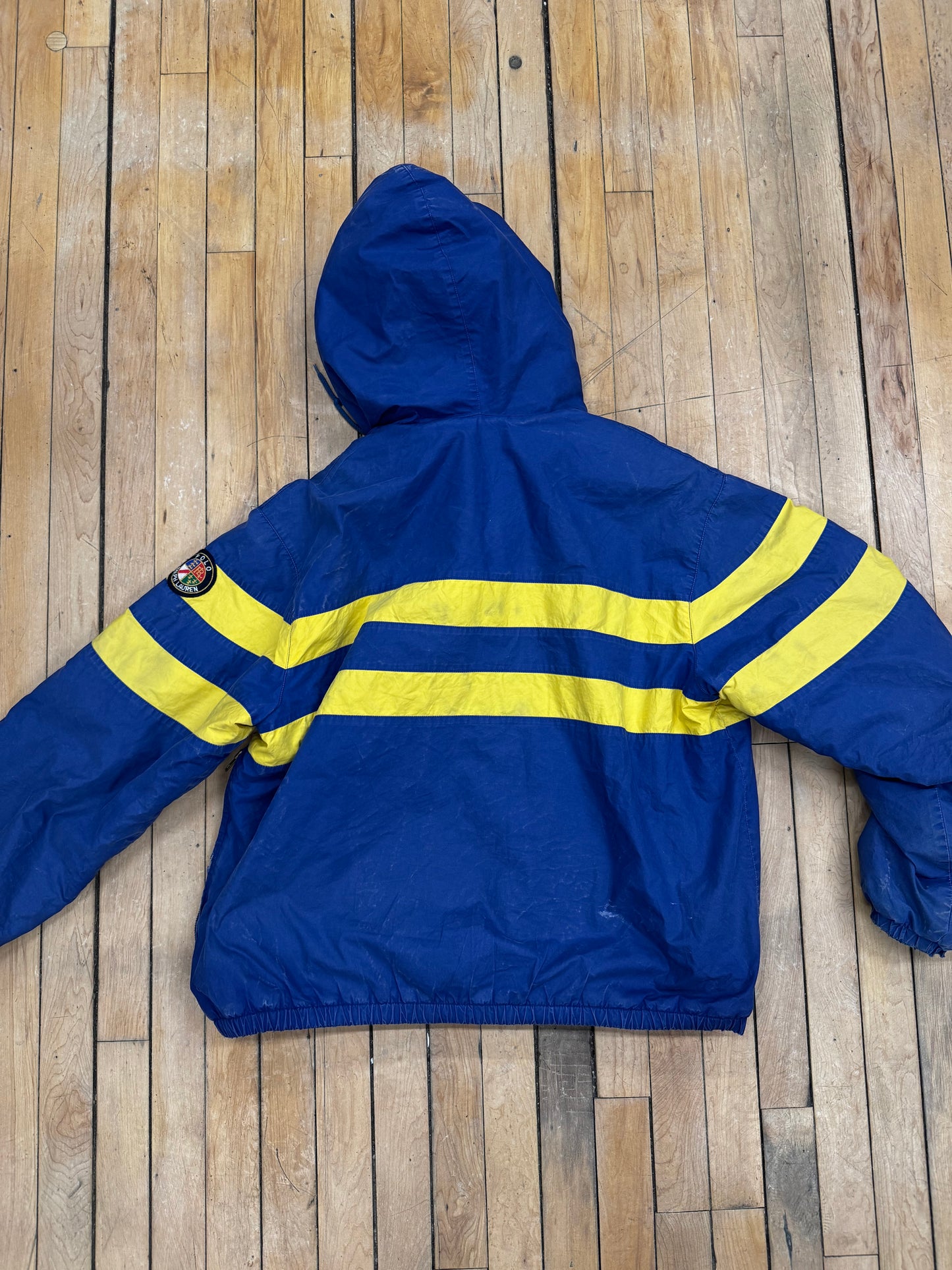 VINTAGE POLO BLUE/YELLOW ANORAK JACKET (L)