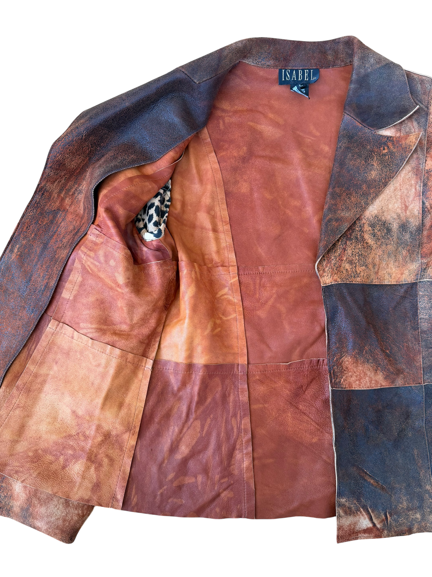 VINTAGE GENUINE LEATHER PATCHWORK JACKET (L)