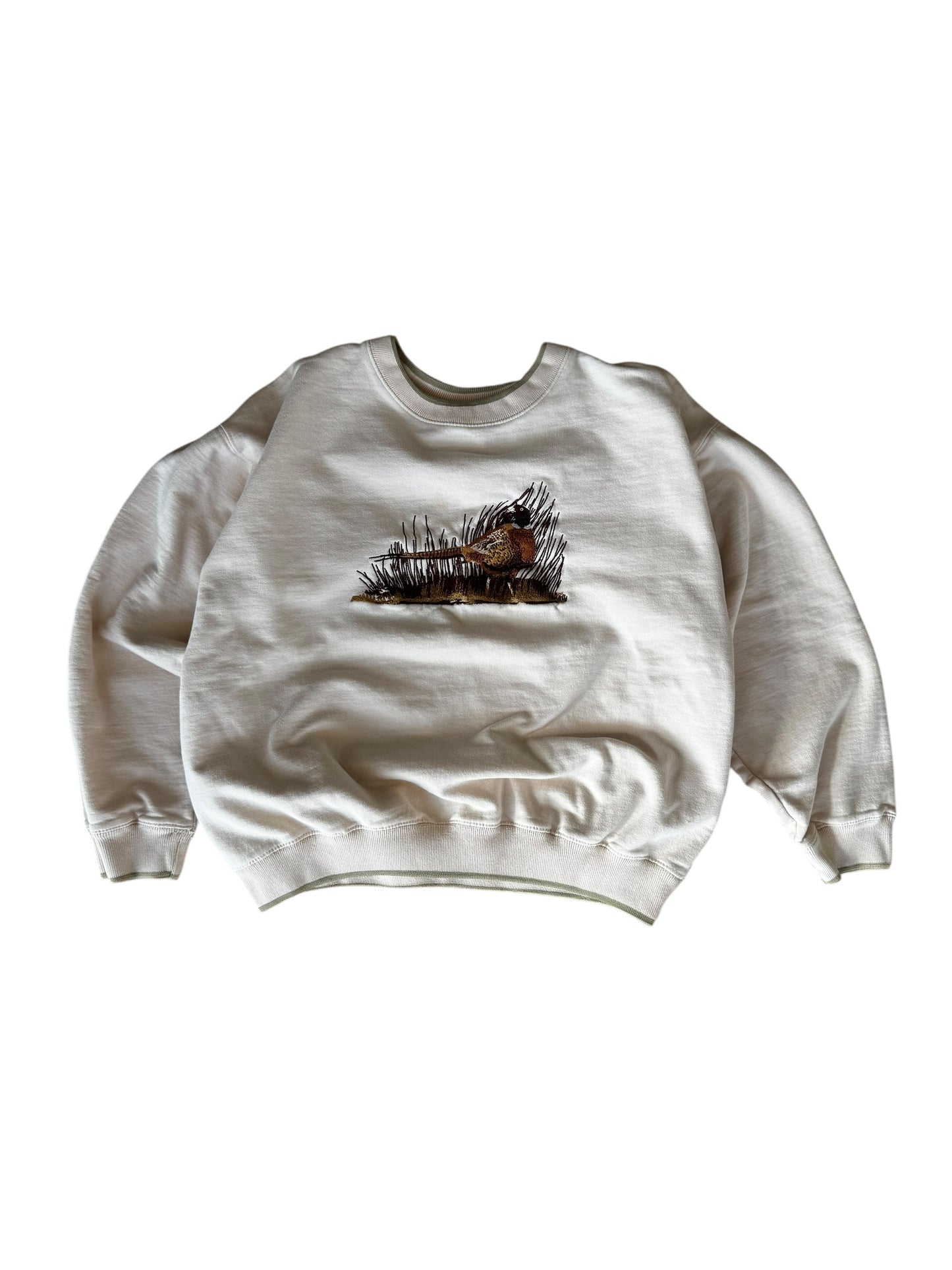 VINTAGE PHEASENT EMBROIDERED CREW (L)