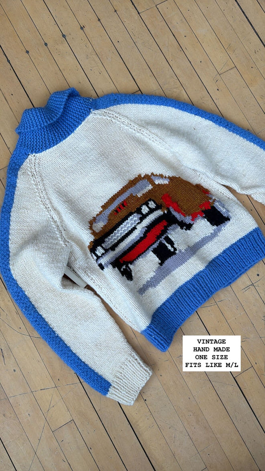 VINTAGE COCHIWAN KNIT CAR SWEATER (S/M)