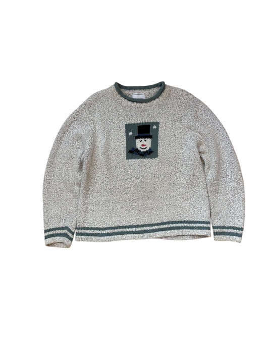 VINTAGE COTTON SNOWMAN KNIT SWEATER (L)