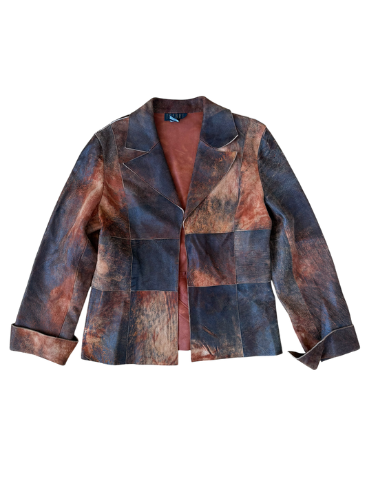VINTAGE GENUINE LEATHER PATCHWORK JACKET (L)