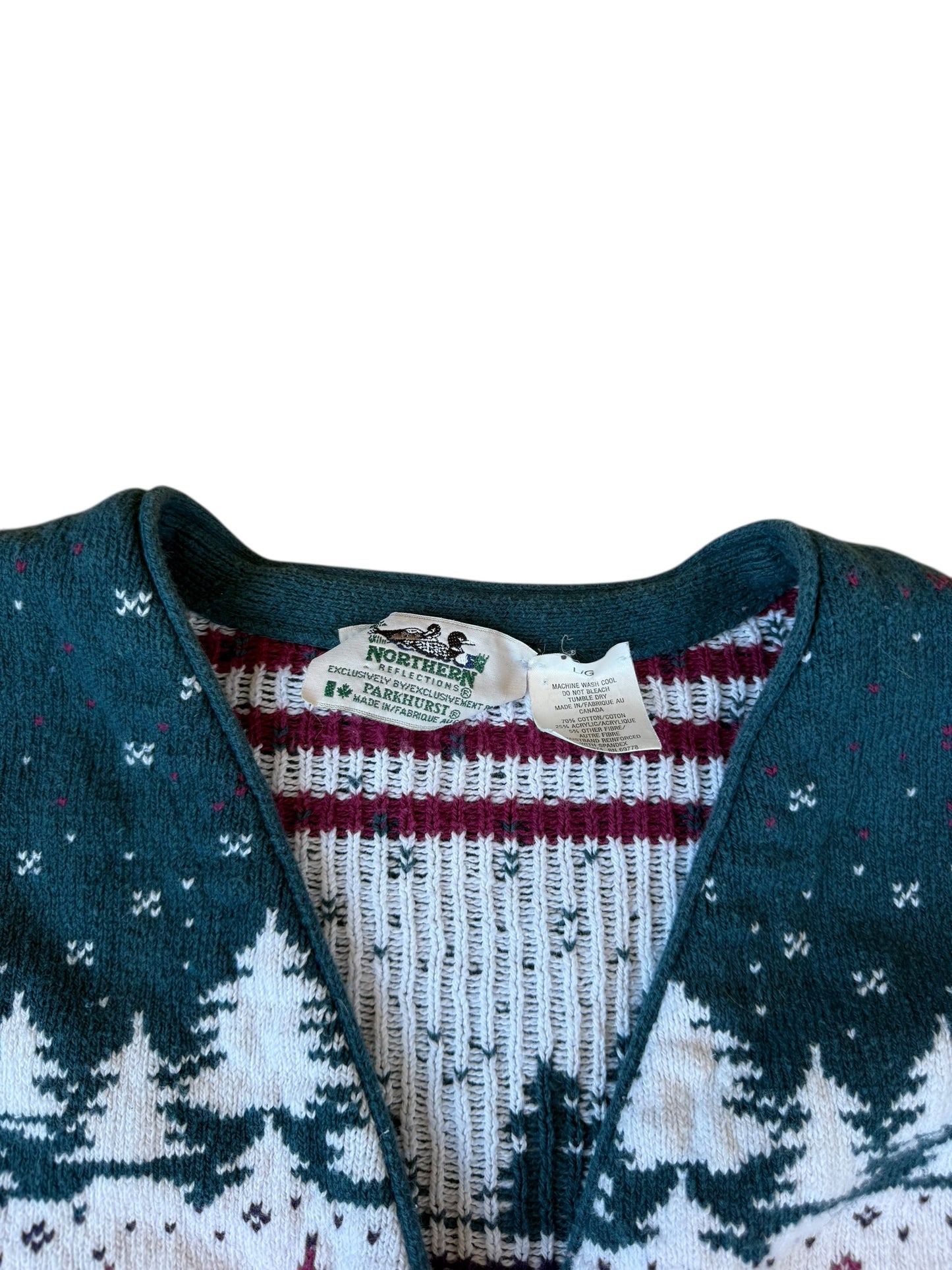 VINTAGE AOP WINTER VILLAGE SCENE KNIT VEST (L)