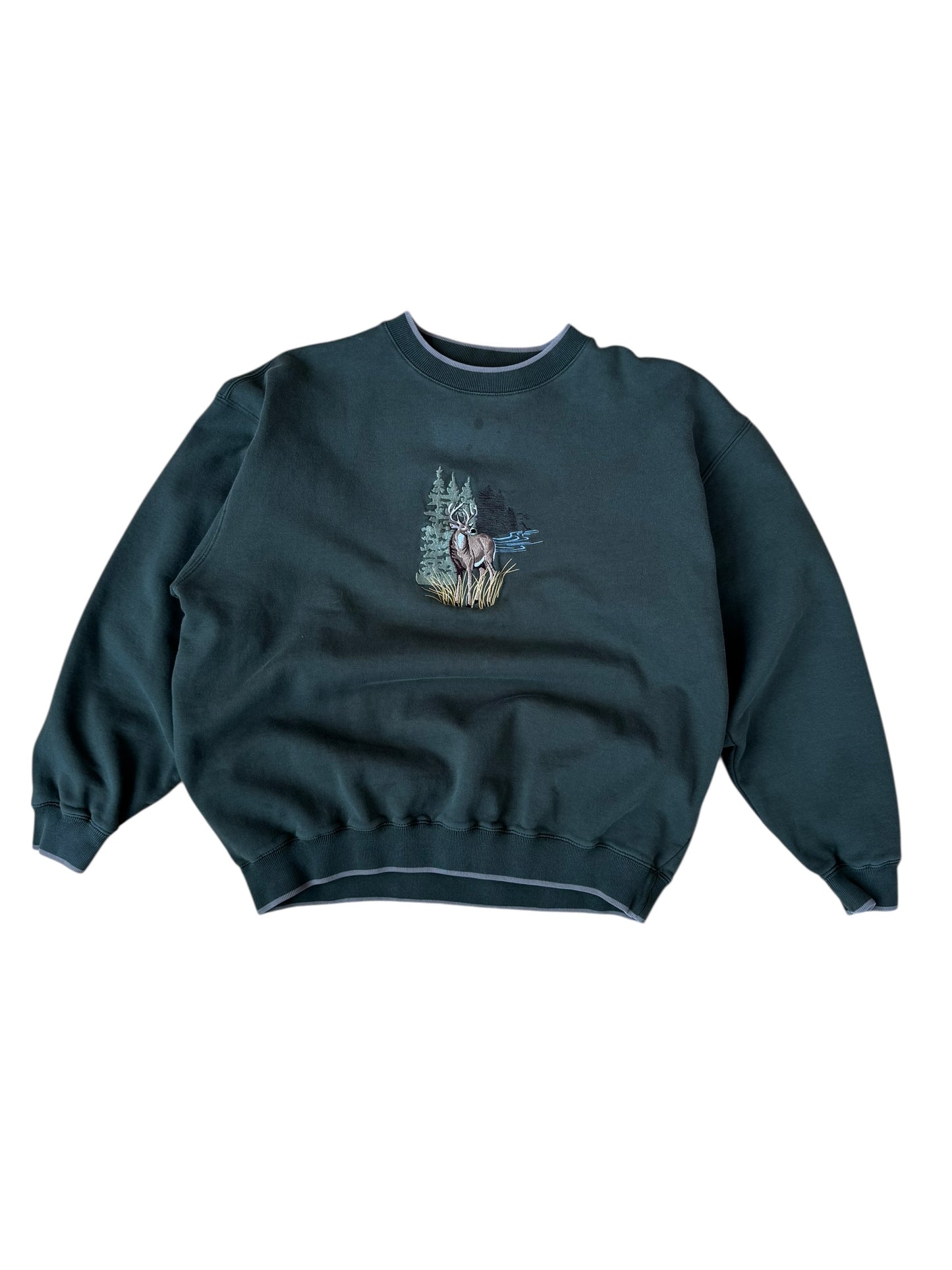VINTAGE EMB. TALL GRASS RIVER DEER CREW (XL)