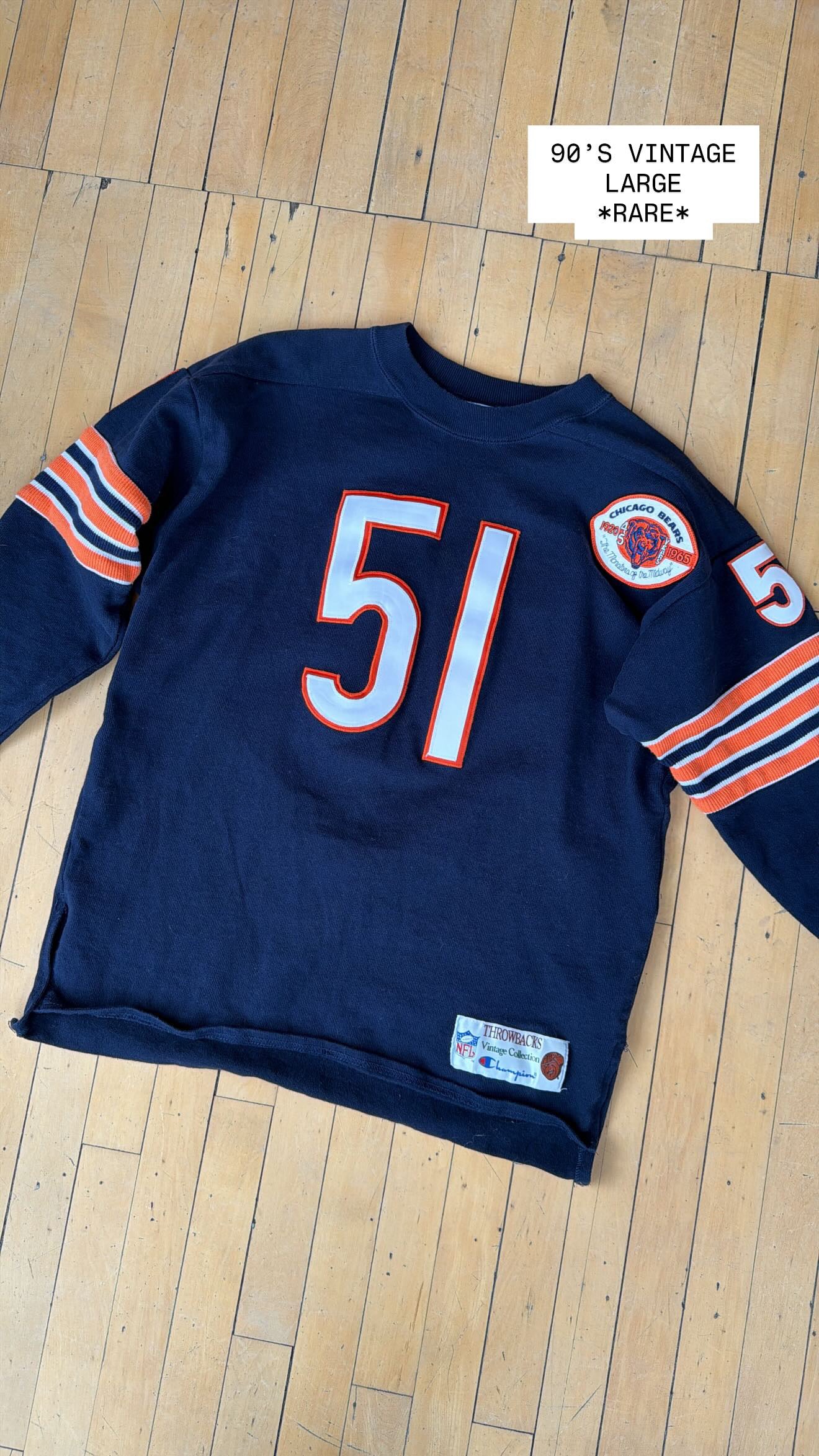 90'S VINTAGE CHAMPION DICK BUTKUS COTTON THROWBACK JERSEY USA MADE (L)