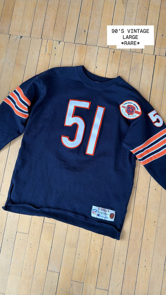 90'S VINTAGE CHAMPION DICK BUTKUS COTTON THROWBACK JERSEY USA MADE (L)