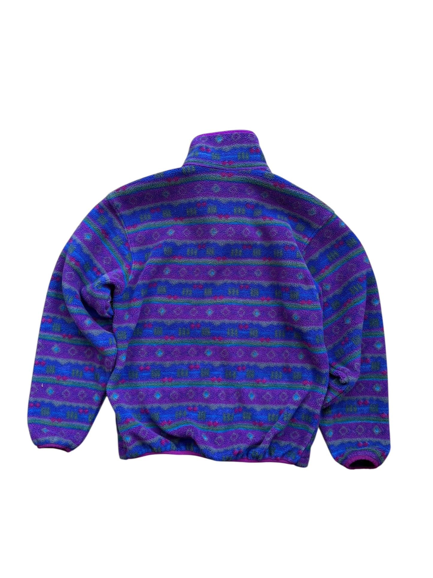VINTAGE LL BEAN PATTERNED FLEECE ZIP UP PURPLE TONES (M/L)