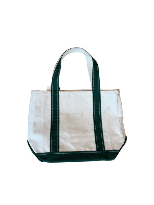 Y2K VINTAGE LL BEAN GREEN AND WHITE TOTE BAG