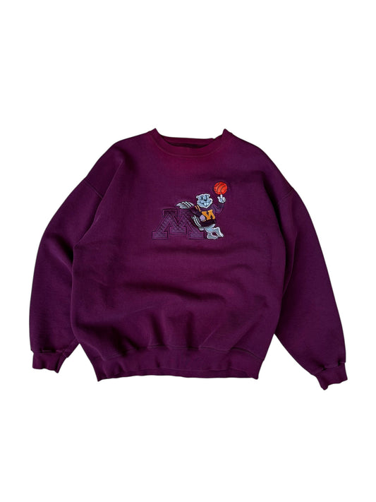 VINTAGE OARSMAN EMB. UNIVERSITY OF MN GOPHER BBALL CREWNECK (XL)