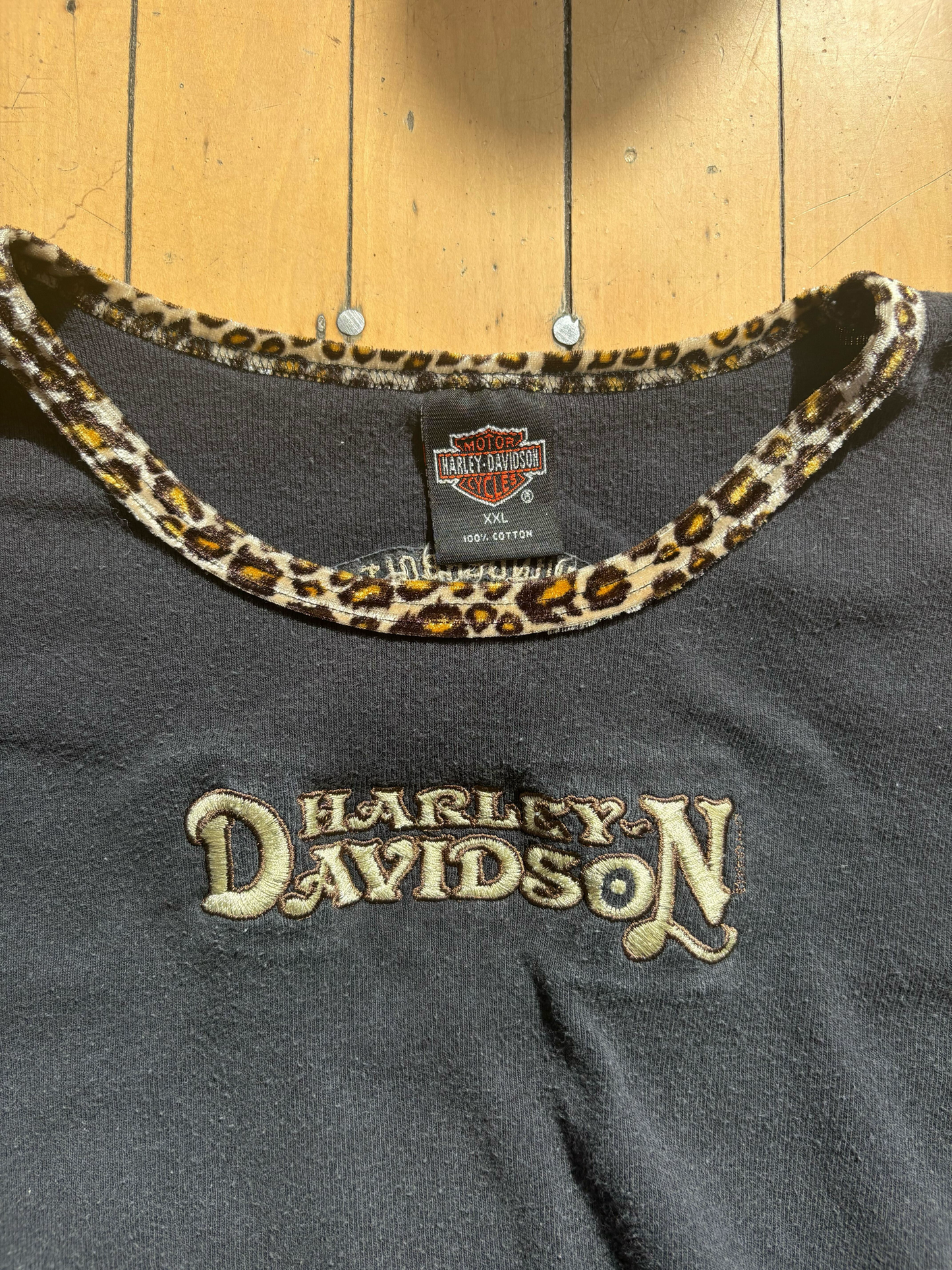 Y2K VINTAGE HARLEY DAVIDSON LEOPARD LS (XXL)