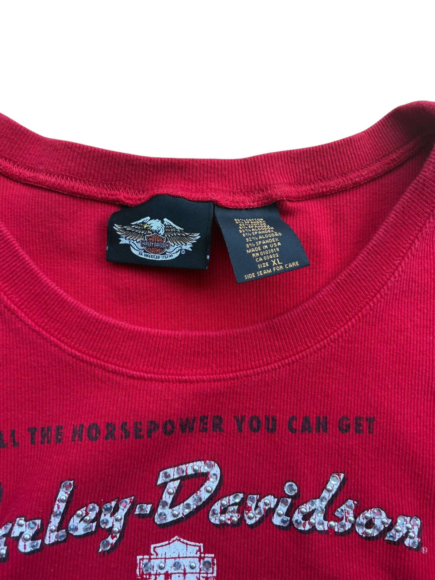 Y2K VINTAGE HARLEY DAVIDSON RED CAP SLEEVE (XL)