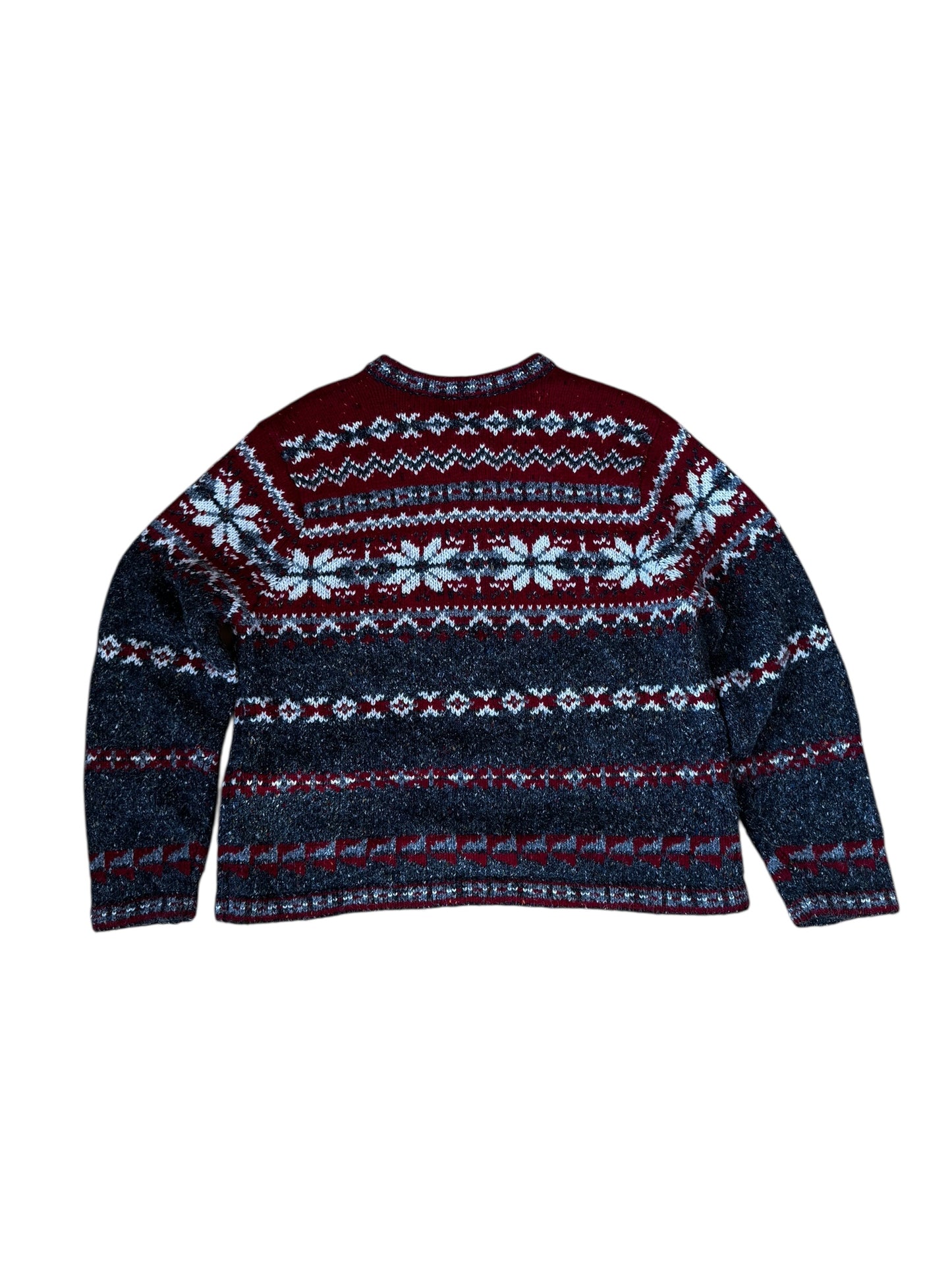 VINTAGE METAL CLASP RED SNOWFLAKE CARDIGAN (M/L)