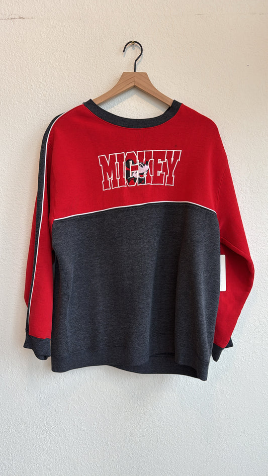 MICKEY OUTLINE EMBROIDERED CREW (L)
