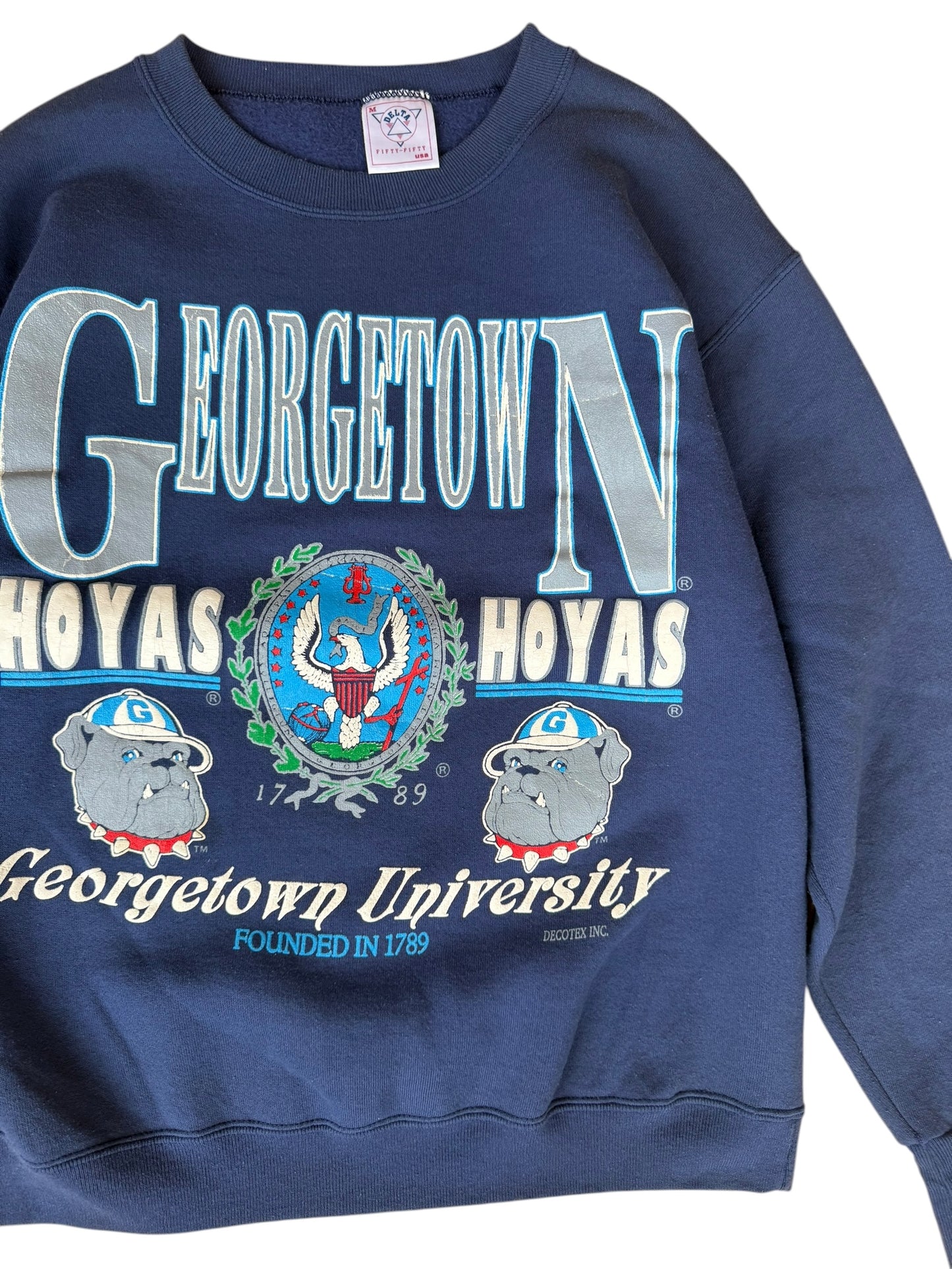 VINTAGE GEORGETOWN HOYAS RAISED PRINT CREW (M)