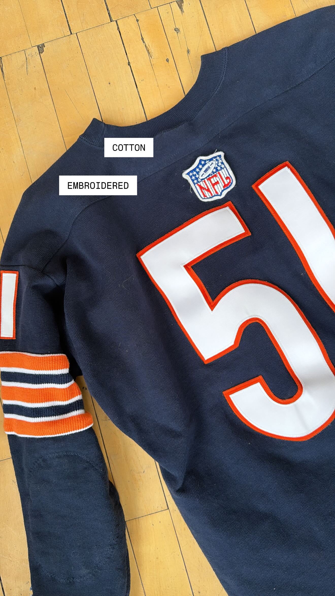 90'S VINTAGE CHAMPION DICK BUTKUS COTTON THROWBACK JERSEY USA MADE (L)