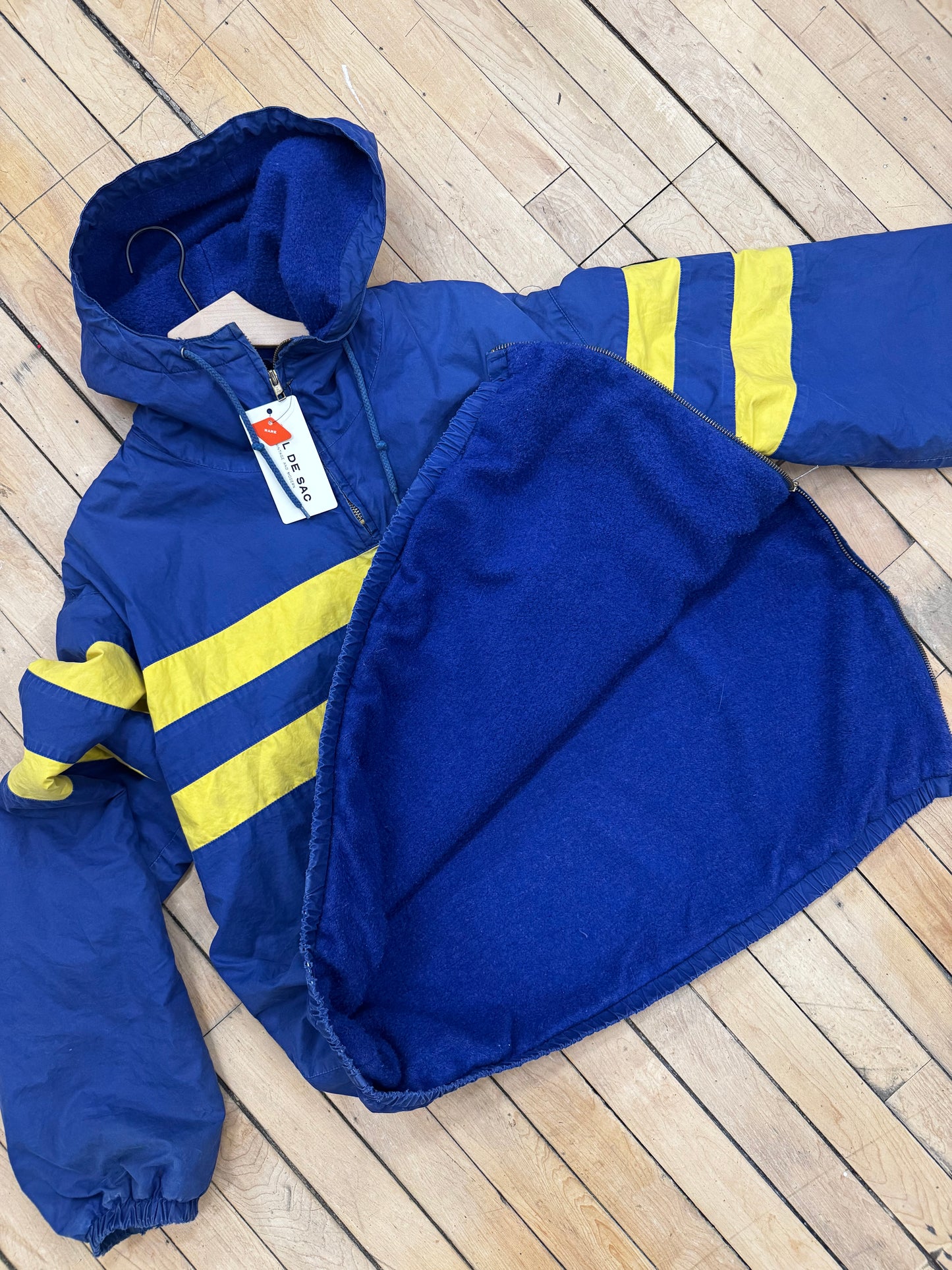 VINTAGE POLO BLUE/YELLOW ANORAK JACKET (L)