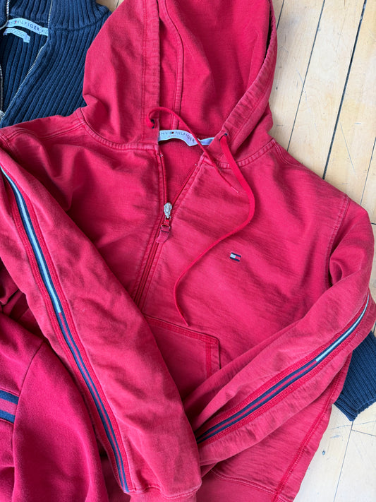 Y2K TOMMY HILFIGER SLEEVE LOGO ZIP UP (XL)