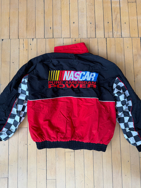 VINTAGE NASCAR CHECKERED FLAG JACKET (M)