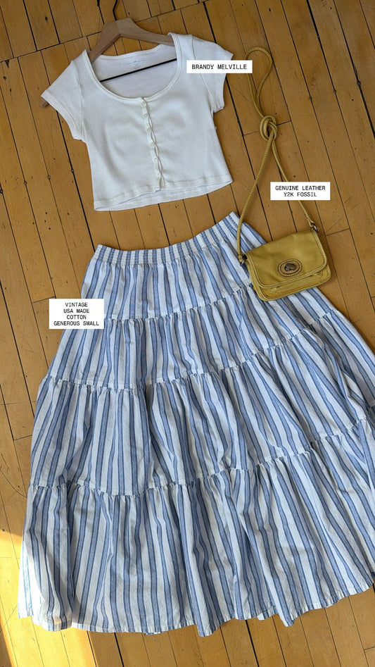 VINTAGE COTTON STRIPED MAXI SKIRT (S)